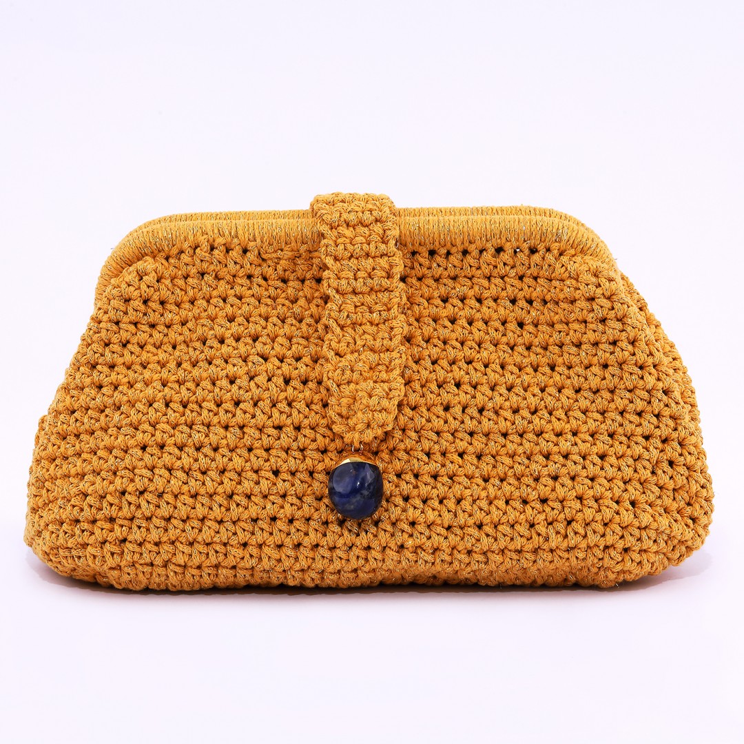 Aisha Mustard Sodalite Clutch Çanta