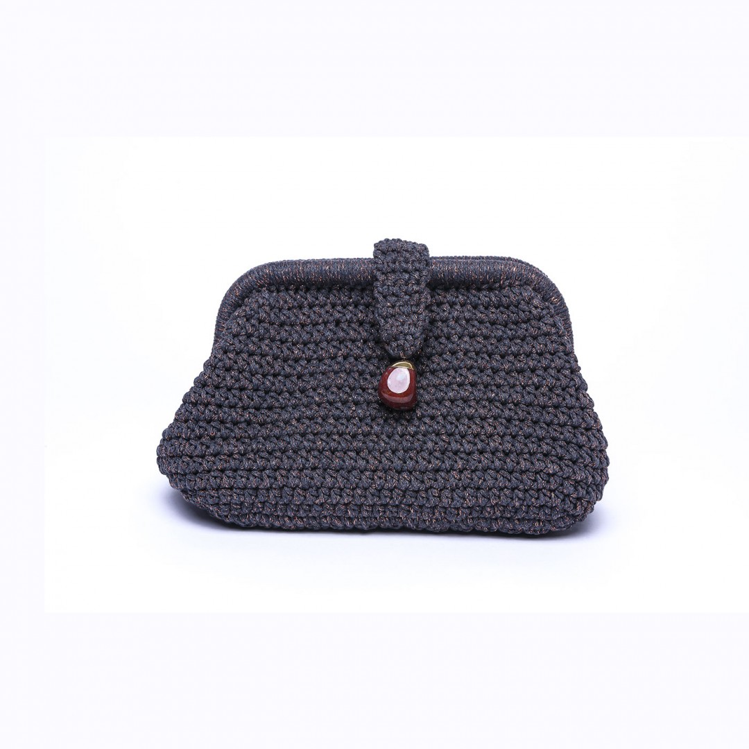 Aisha Hard Coal Clutch Çanta