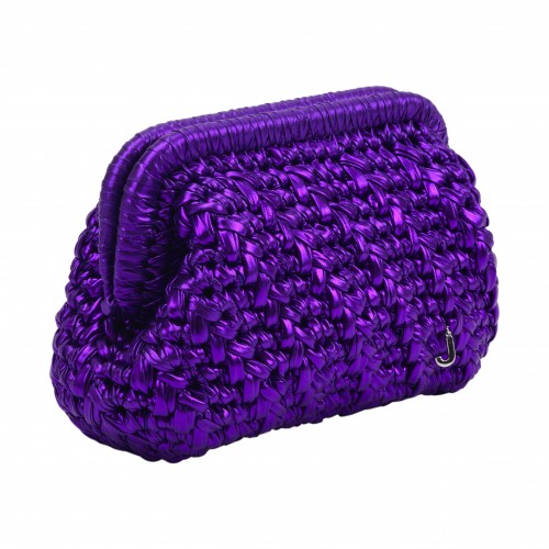 HERRİNG BONE KNİT CLUTCH  GLOSSY PURPLE