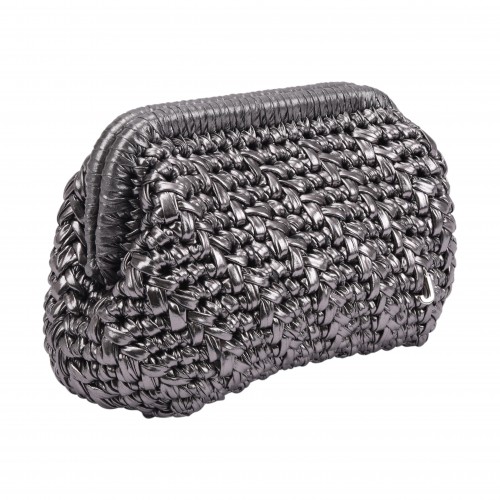 HERRİNG BONE KNİT CLUTCH   ANTHRACİTE