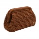 HERRİNG BONE KNİT CLUTCH  COGNAC