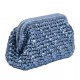 HERRİNG BONE KNİT CLUTCH   GLOSSY BABY BLUE