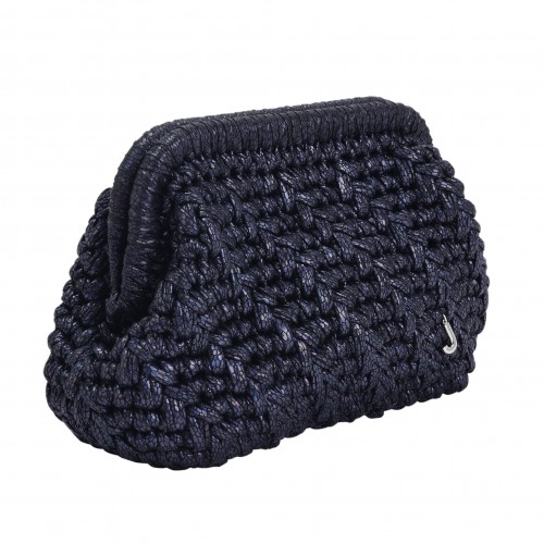 HERRİNG BONE KNİT CLUTCH PATTERNED DARK NAVY