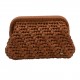 HERRİNG BONE KNİT CLUTCH  COGNAC