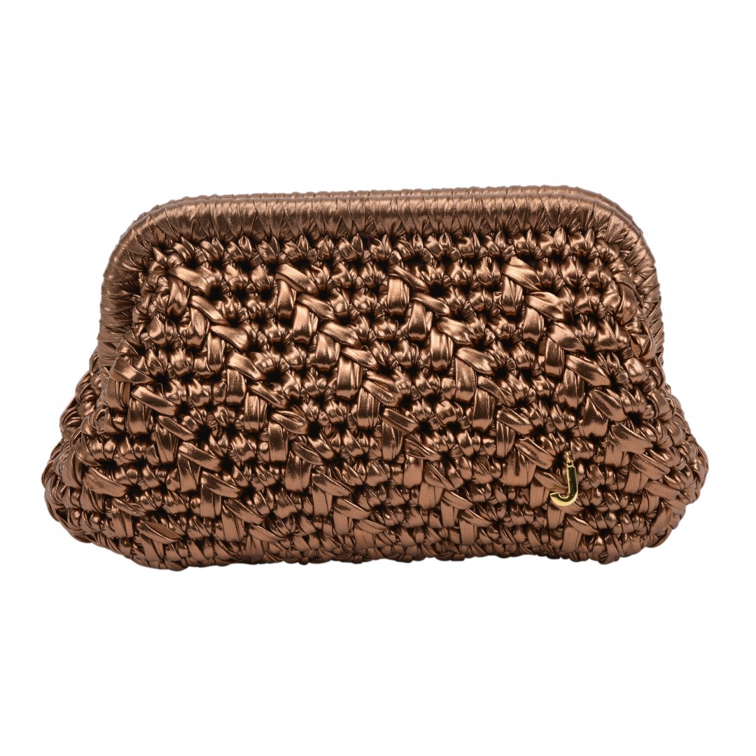 HERRİNG BONE KNİT CLUTCH   COPPER