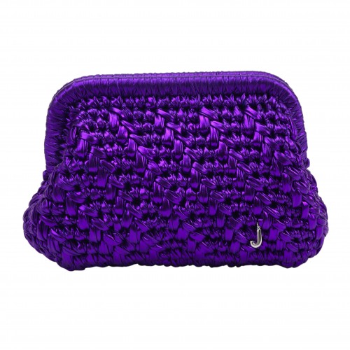 HERRİNG BONE KNİT CLUTCH  GLOSSY PURPLE