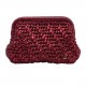 HERRİNG BONE KNİT CLUTCH  GLOSSY WELVET RED
