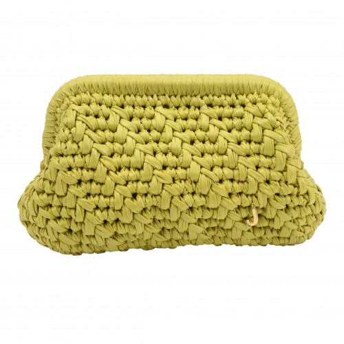 HERRİNG BONE KNİT CLUTCH  LİME