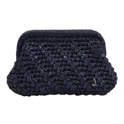 HERRİNG BONE KNİT CLUTCH PATTERNED DARK NAVY