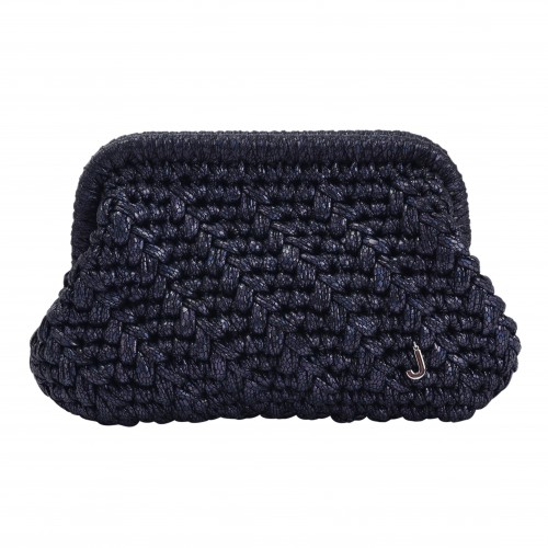 HERRİNG BONE KNİT CLUTCH PATTERNED DARK NAVY