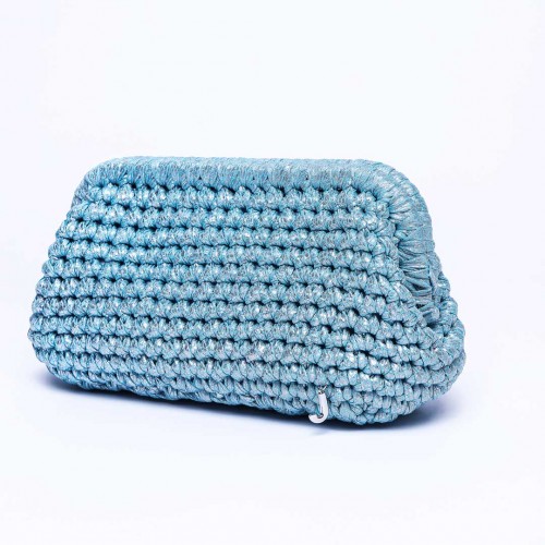 J Clutch Patterned Baby Blue Çanta