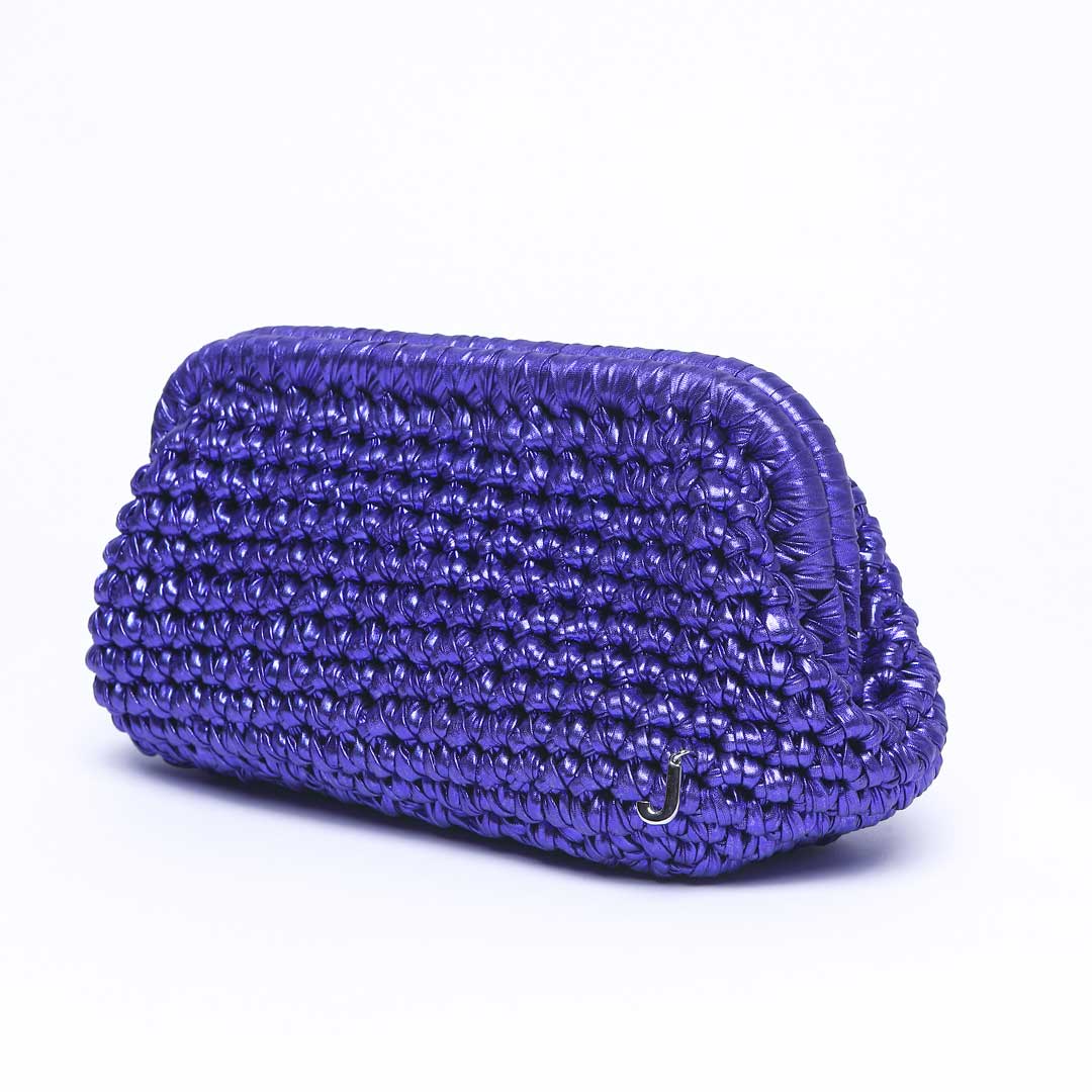 J Clutch Blue Velvet Çanta