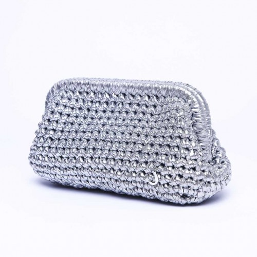 J Clutch Silver Lame Çanta