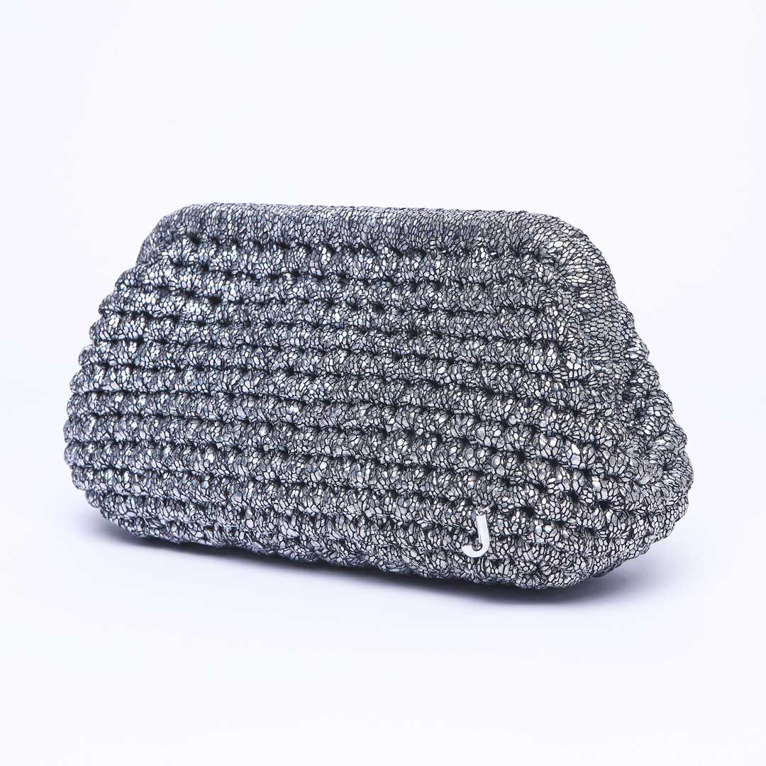 J Clutch Patterned Gunmetal Çanta