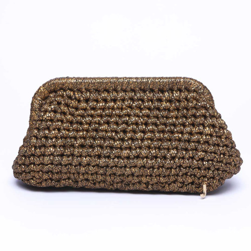 J Clutch Patterned Gold Çanta