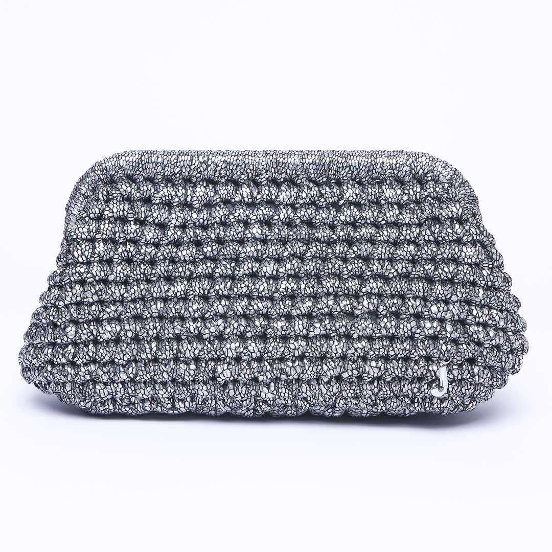 J Clutch Patterned Gunmetal Çanta J Clutch Patterned Gunmetal Çanta