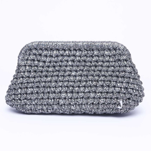 J Clutch Patterned Gunmetal Çanta