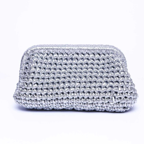 J Clutch Silver Lame Çanta