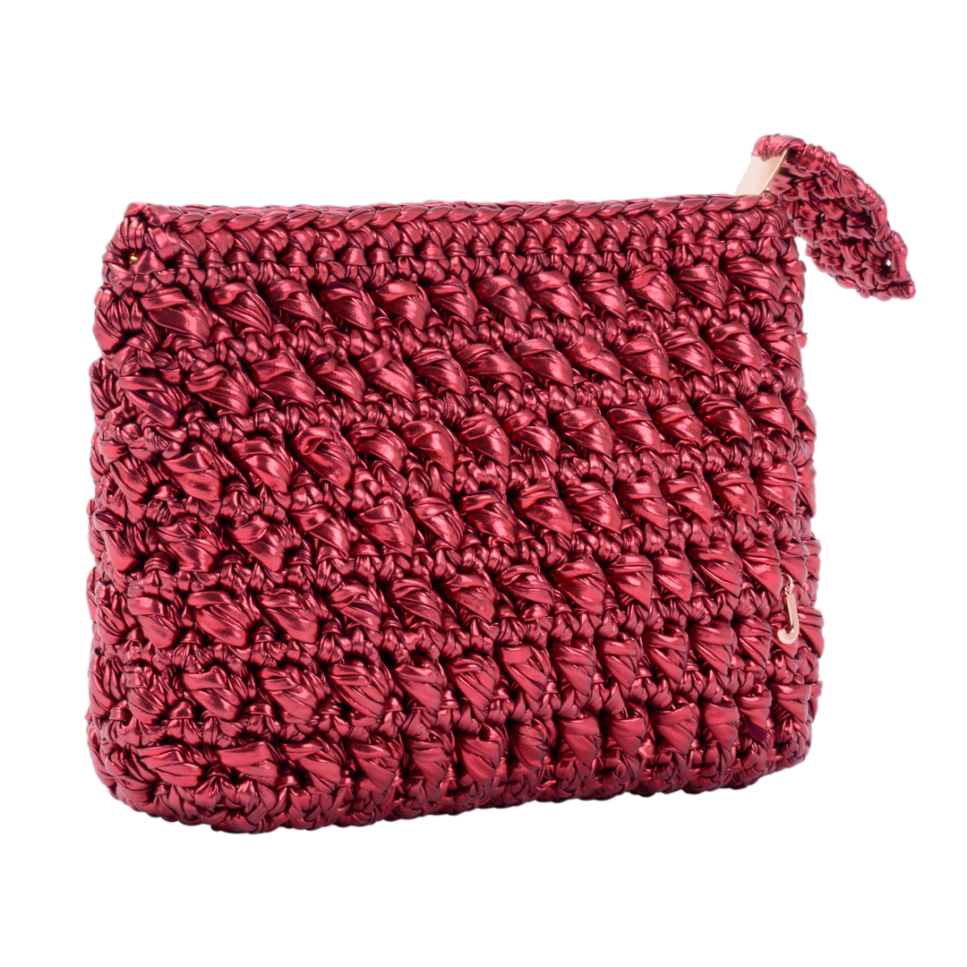 CATCH  ME  GLOSSY WELVET  RED CLUTCH