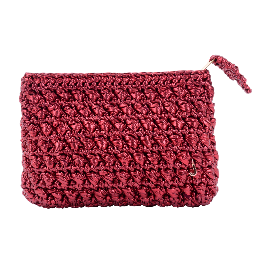 CATCH  ME  GLOSSY WELVET  RED CLUTCH