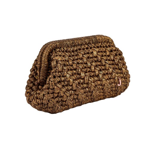 HERRİNG BONE KNİT CLUTCH PATTERNED GOLD