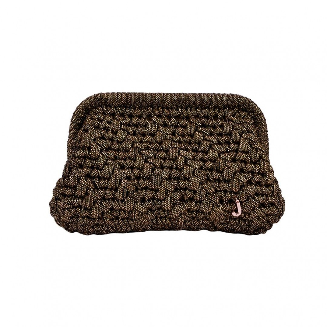 HERRİNG BONE KNİT CLUTCH PATTERNED GOLDEN