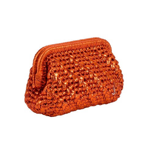HERRİNG BONE KNİT CLUTCH METALLIC ORANGE