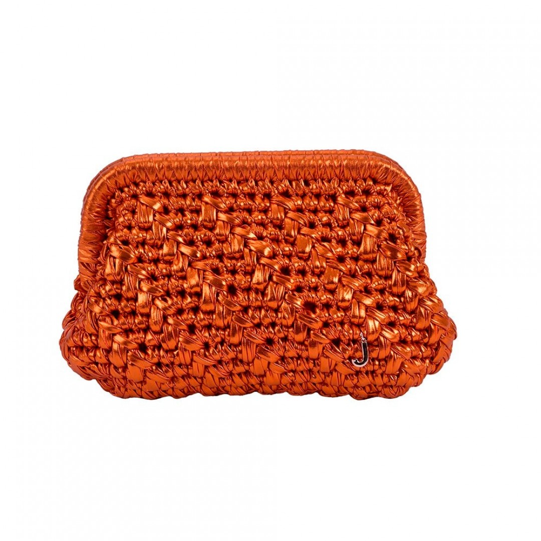 HERRİNG BONE KNİT CLUTCH METALLIC ORANGE