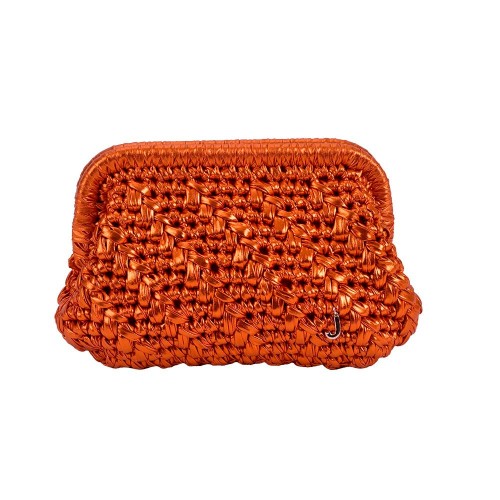 HERRİNG BONE KNİT CLUTCH METALLIC ORANGE