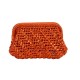 HERRİNG BONE KNİT CLUTCH METALLIC ORANGE