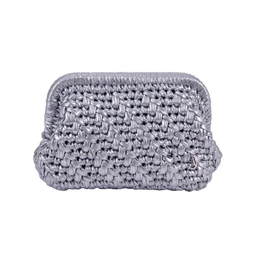 HERRİNG BONE KNİT CLUTCH MATTE LAME