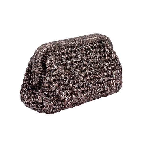 HERRİNG BONE KNİT CLUTCH GRIZILED COPPER