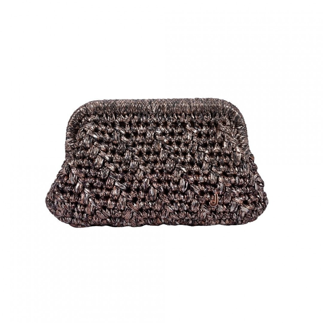 HERRİNG BONE KNİT CLUTCH GRIZILED COPPER
