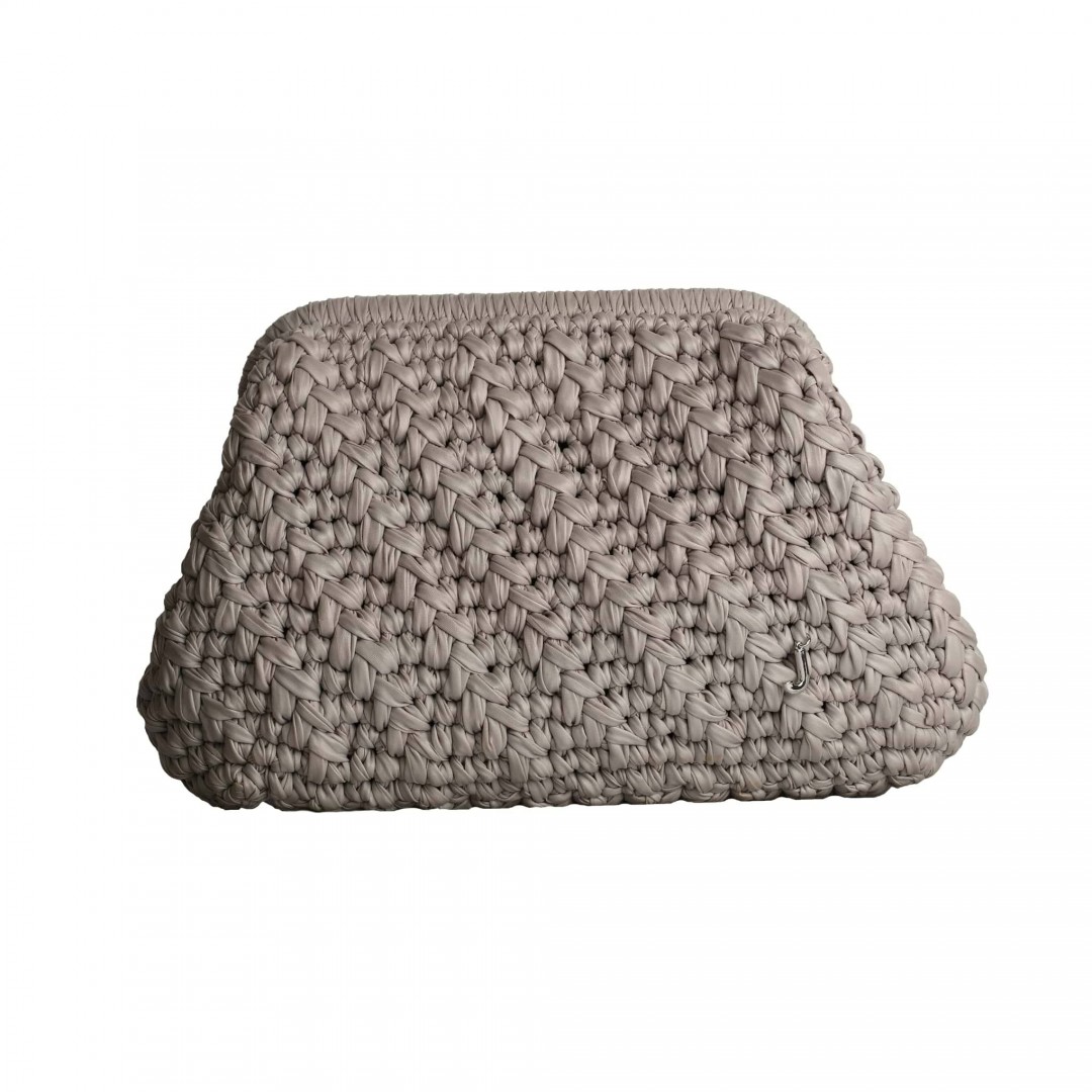 HERRİNG BONE KNİT CLUTCH  LIGHT GREY