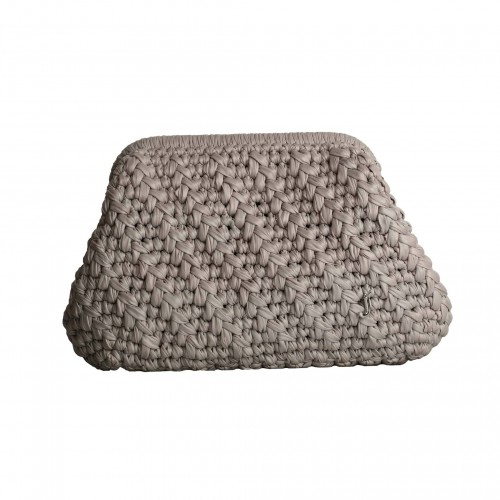 HERRİNG BONE KNİT CLUTCH  LIGHT GREY