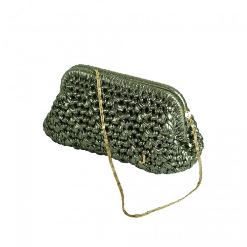 HERRİNG BONE KNİT CLUTCH  SEA WEED