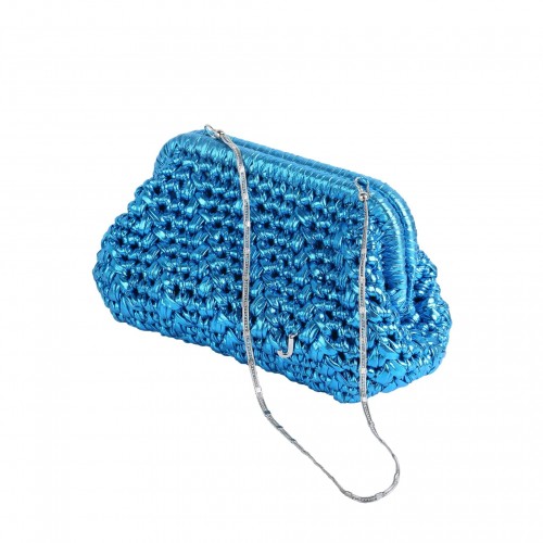 HERRİNG BONE KNİT CLUTCH   MEDİTERRANEAN
