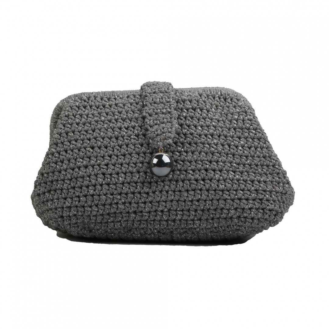 Aisha Gunmetal Clutch Çanta