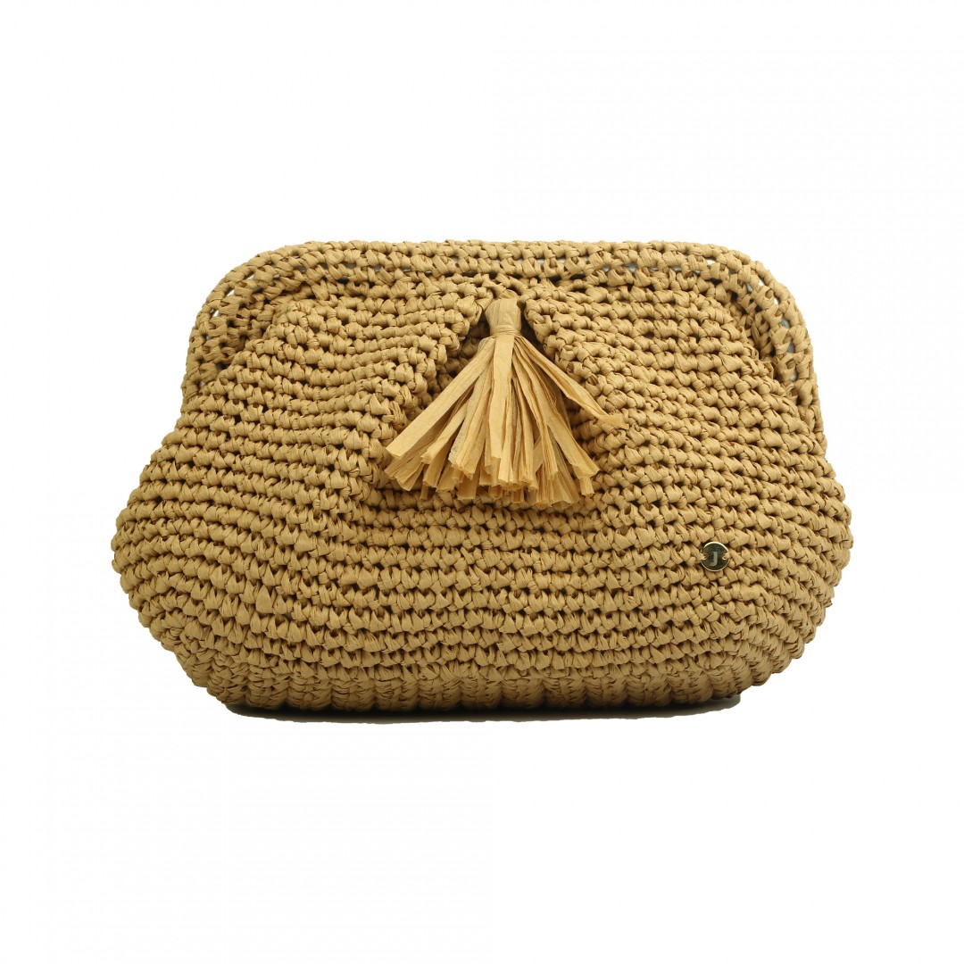 Grand Ma's Dark Beige Püsküllü Clutch Çanta