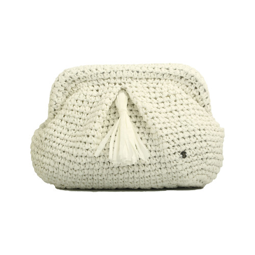 Grand Ma's White Püsküllü Clutch Çanta Grand Ma's White Püsküllü Clutch Çanta