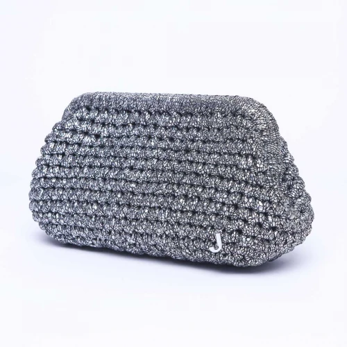 J Clutch Patterned Gunmetal Çanta