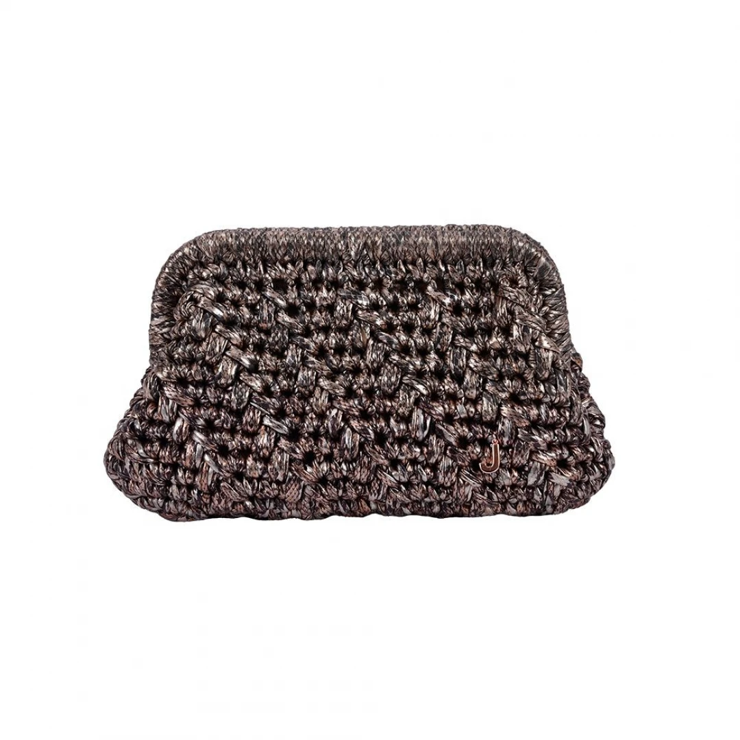 HERRİNG BONE KNİT CLUTCH GRIZILED COPPER