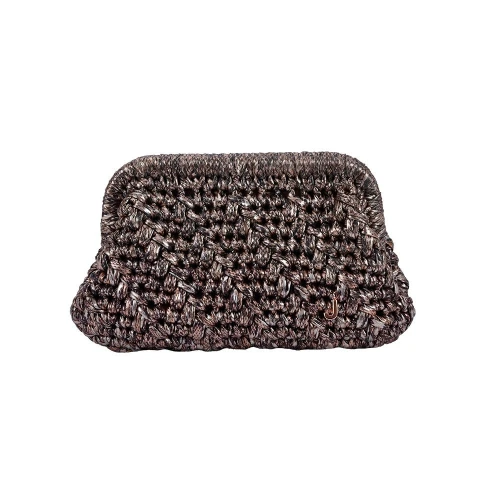 HERRİNG BONE KNİT CLUTCH GRIZILED COPPER