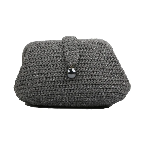 Aisha Gunmetal Clutch Çanta