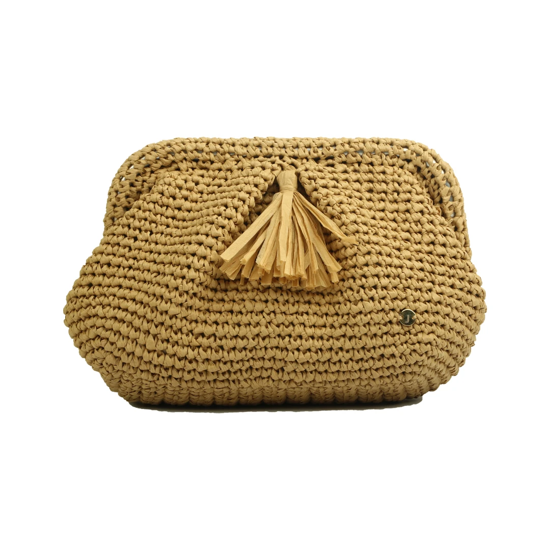 Grand Ma's Dark Beige Püsküllü Clutch Çanta